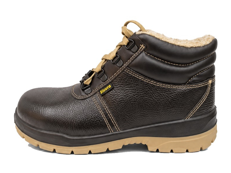 SICURA brown ankle safety boot with warm lining